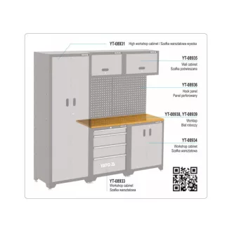   YATO Blat din lemn pentru 2 dulapuri inferioare 1320 x 457 x 22 mm