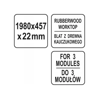   YATO Blat din lemn pentru 3 dulapuri inferioare 1980 x 457 x 22 mm