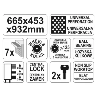 YATO Carucior gol pentru scule cu 7 sertare