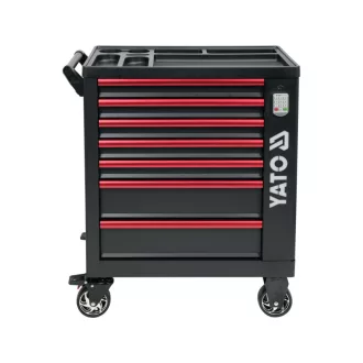   YATO Carucior gol pentru scule cu 7 sertare cu blocare numerica cu logo LED