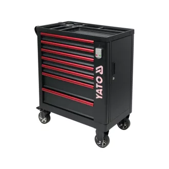   YATO Carucior gol pentru scule cu 7 sertare cu blocare numerica cu logo LED