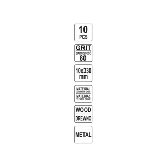 Bandă abrazivă YATO, 330 x 10 mm, P80 (10 buc)
