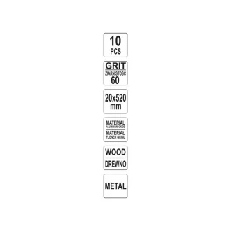 YATO Bandă abrazivă 520 x 20 mm P60 (10 buc)