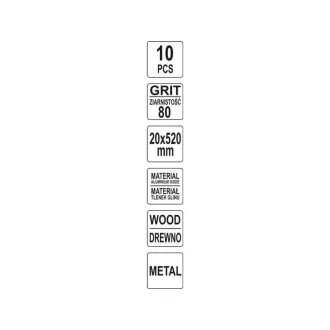 YATO Bandă abrazivă 520 x 20 mm P80 (10 buc)
