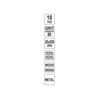 YATO Bandă abrazivă 520 x 20 mm P80 (10 buc)