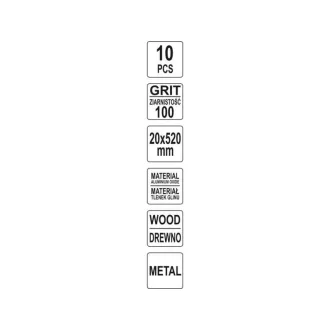 YATO Bandă abrazivă 520 x 20 mm P100 (10 buc)