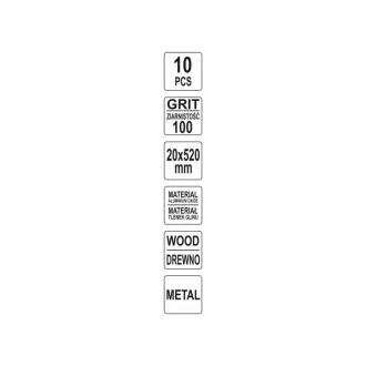 YATO Bandă abrazivă 520 x 20 mm P100 (10 buc)