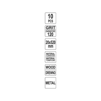 YATO Bandă abrazivă 520 x 20 mm P120 (10 buc)