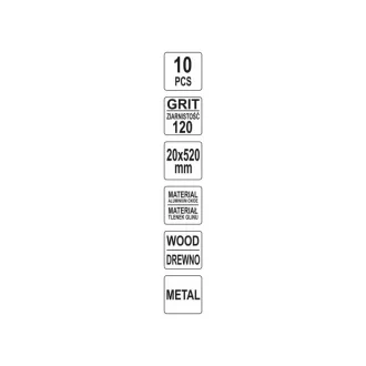 YATO Bandă abrazivă 520 x 20 mm P120 (10 buc)