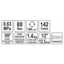 YATO Cheie pneumatica cu clichet 1/2" 80 Nm usoara