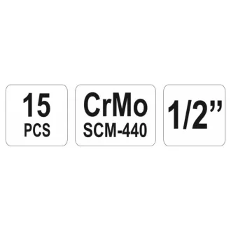   YATO Machine set chei tubulare lungă 15 bucăți 1/2" 10-32 mm CrMo