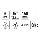 YATO Set prize jante din aliaj 6 piese 1/2" 17/19/21 mm CrMo