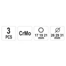 Set prize pentru janta YATO din aliaj 3 piese 1/2" 17/19/21 mm CrMo