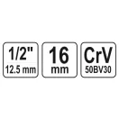 Cheie pentru bujii YATO 1/2" 16 mm / 64 mm CrV