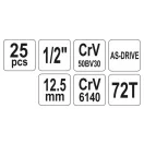 YATO Set chei tubulare 25 piese 1/2" 10-32 mm CrV