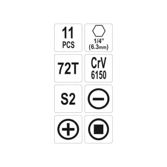 Set de biți de șofer cu clichet YATO 11 bucăți CrV