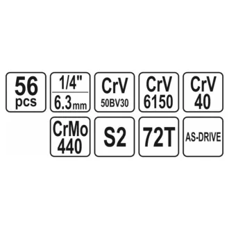 YATO Set chei tubulare 56 piese 1/4" 4-13 mm CrV
