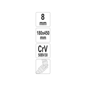 YATO Cheie articulată în T 8 mm / 450 mm CrV