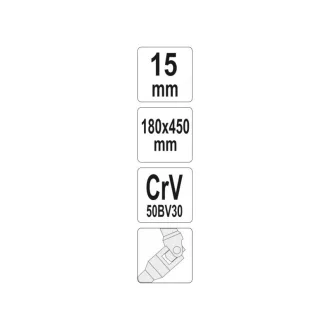 YATO Cheie articulată în T 15 mm / 450 mm CrV
