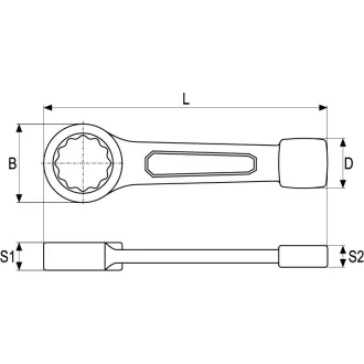 YATO Cheie de impact 38 mm / 210 mm CrV