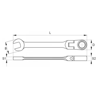 Cheie cu clichet YATO 11 mm / 160 mm 72T CrV