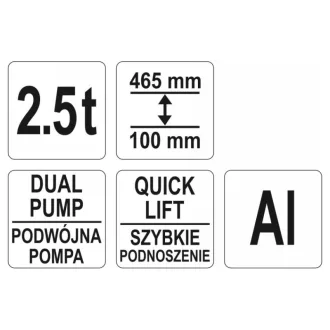   YATO Ridicator hidraulic crocodil 2,5 t dublu piston Aluminiu