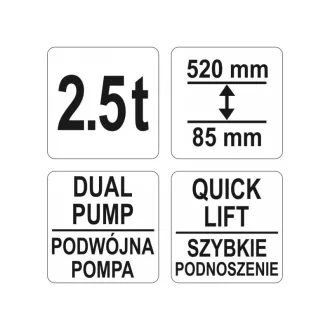   YATO Ridicator hidraulic de crocodil 2.5T profil redus, dublu piston