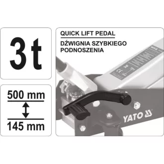   YATO Ridicator hidraulic de crocodil 3,0 t cu pedală de ridicare rapidă