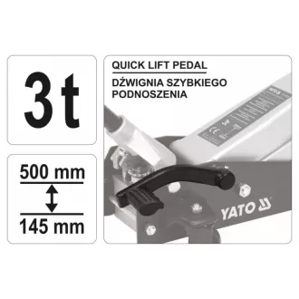   YATO Ridicator hidraulic de crocodil 3,0 t cu pedală de ridicare rapidă