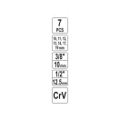 YATO Set chei tubulare deschise 7 piese 3/8", 1/2" CrV