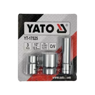   Set chei tubulare YATO din 3 piese pentru pompa de injectie Bosch VE 1/2" CrV