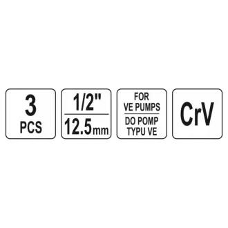   Set chei tubulare YATO din 3 piese pentru pompa de injectie Bosch VE 1/2" CrV