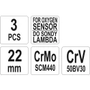 Set chei sonda lambda YATO 3 piese 22 mm CrMo