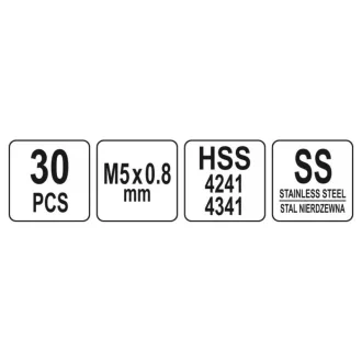YATO Set de reparare a filetelor 30 de piese M5 0,8 mm