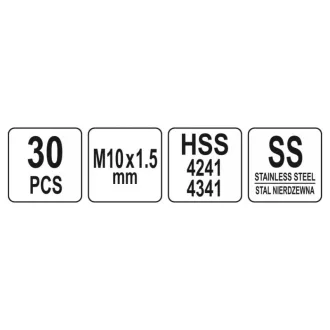 YATO Set de reparare filet 30 de piese M10 1,5 mm