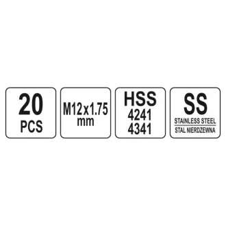 YATO Set de reparații filet 20 de piese M12 1,75 mm