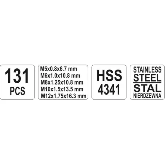 YATO Set de reparare a filetelor 131 de piese M5-M12