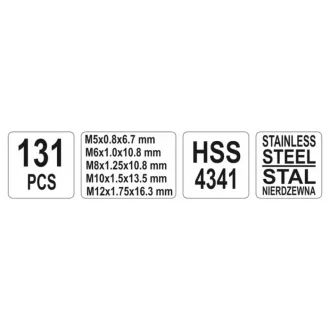 YATO Set de reparare a filetelor 131 de piese M5-M12