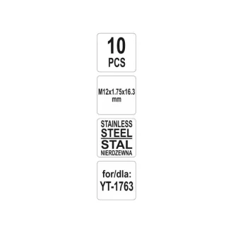YATO Insert de reparație filet inox M12 (10 buc)