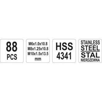 YATO Set de reparat filetaj, 88 piese, M6-M8-M10