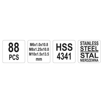 YATO Set de reparat filetaj, 88 piese, M6-M8-M10