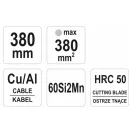 Clește tăietor de cablu cu clichet YATO 380 mm d=22 mm