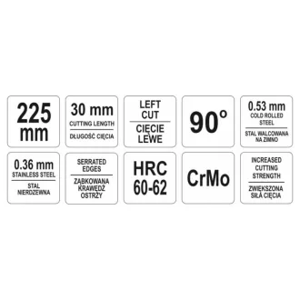   YATO Foarfece de tăiere a plăcilor 225 mm stânga 90 grade CrMo