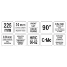 YATO Foarfece de tăiere a plăcilor 225 mm dreapta 90 grade CrMo