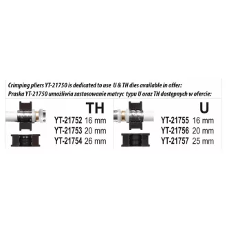 YATO Set de sertizare, 4 piese, pentru țevi Pex-AL-Pex