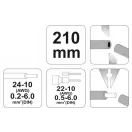 YATO Clește de dezizolat și crimpat 210 mm/0,2-6,0 mm2