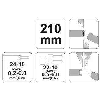 YATO Clește de dezizolat și crimpat 210 mm/0,2-6,0 mm2