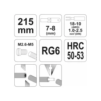 YATO Clește de sertizare 215 mm/0,75-2,6 mm2