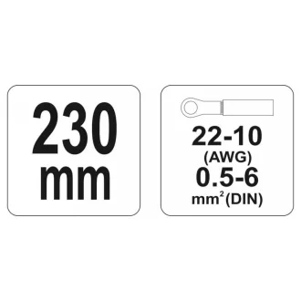 Clește sertizator cu clichet YATO 230 mm / 0,5-6,0 mm2