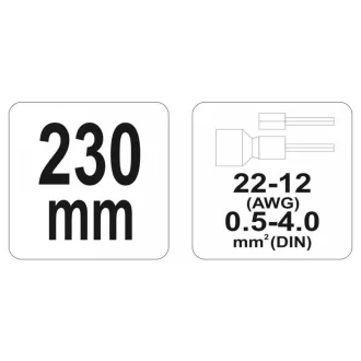 YATO Clește sertizare 230 mm/0,5-4,0 mm2
